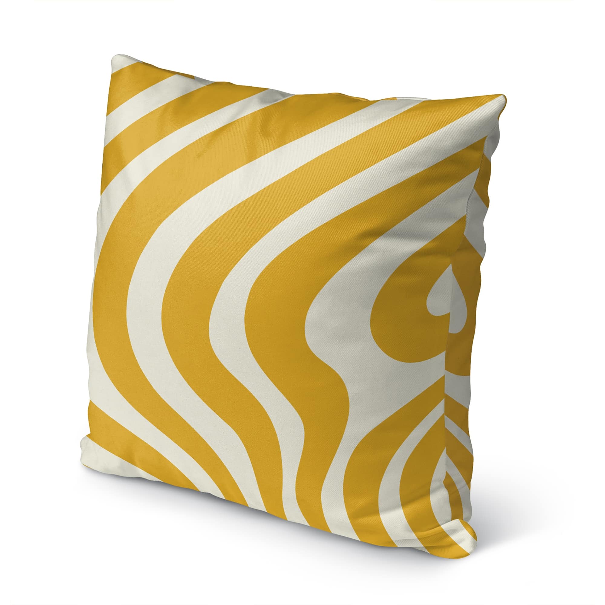 WAVY ABSTRACT PRINT BRIGHT YELLOW Outdoor Pillow By Becky Bailey Bed