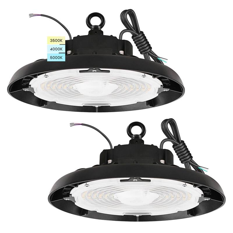 Luxrite 100/120/150W UFO High Bay LED Shop Lights, Up to 22500 Lumens, 3CCT, 5FT Hardwire Cable, IP65, UL 2 Pack - Color Selectable