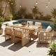 preview thumbnail 2 of 39, Christopher Knight Home - Modern Outdoor Acacia Wood Dining Set with Cushions and Handwoven Rope Chairs 7-Piece_Teak+Beige