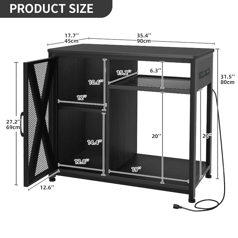Moasis Aquarium Stand with Power Outlets and 7 Color RGB Light,Fish Tank Stand with Storage Cabinet - Black - Medium