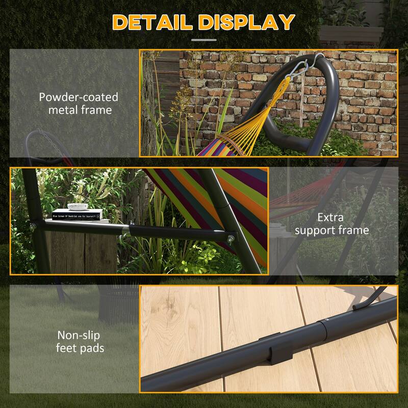 Outsunny Hammock Stand, Portable Adjustable Steel Frame Hammock Stand with Weather Resistant Finish
