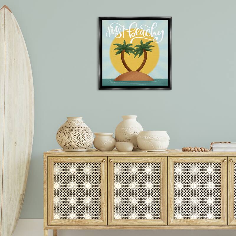 Stupell Just Beachy Tropical Island Framed Floater Canvas Wall Art Design By Sarah Hickman