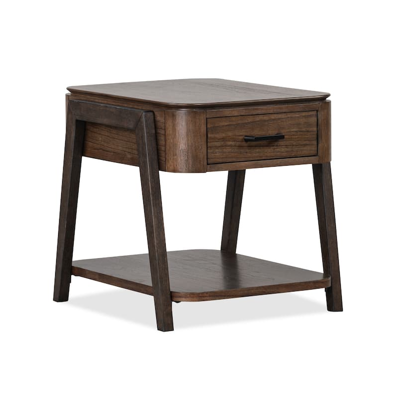 Magnussen Home Hallie Milk Chocolate and Dark Chocolate Rectangular End Table - 22''W x 26''D x 23''H - 22''W x 26''D x 23''H