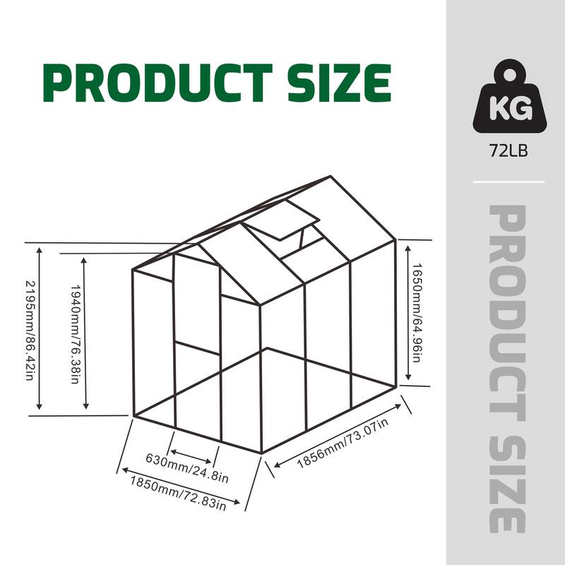 Greenhouse Shed Polycarbonate Plant Shed with UV Protection Garden Shed, Rust-resistant Powder-coated
