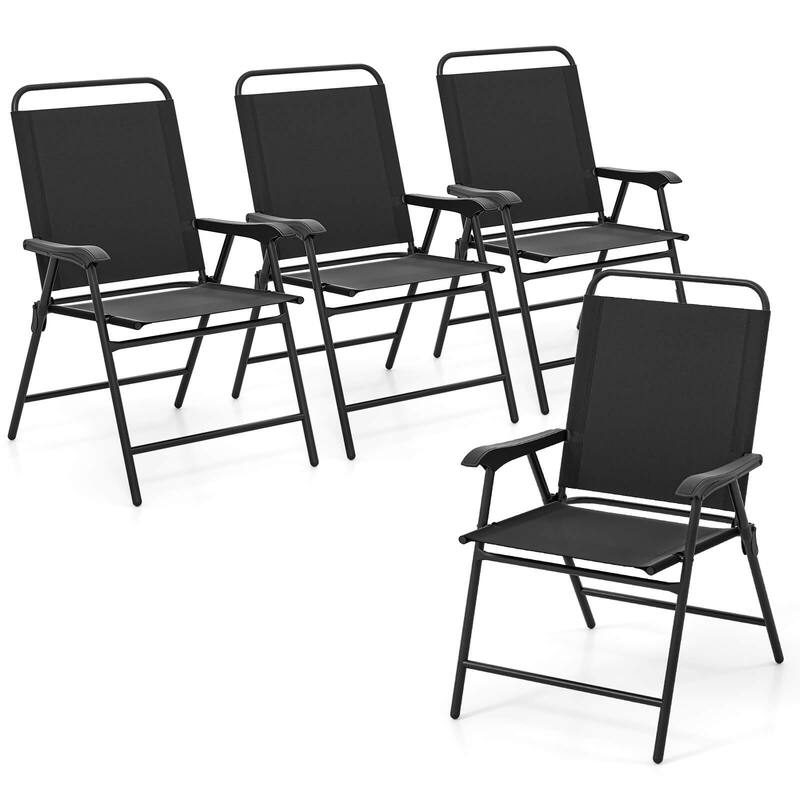 Costway Set of 4 Outdoor Folding Dining Chairs with Armrests - See Details
