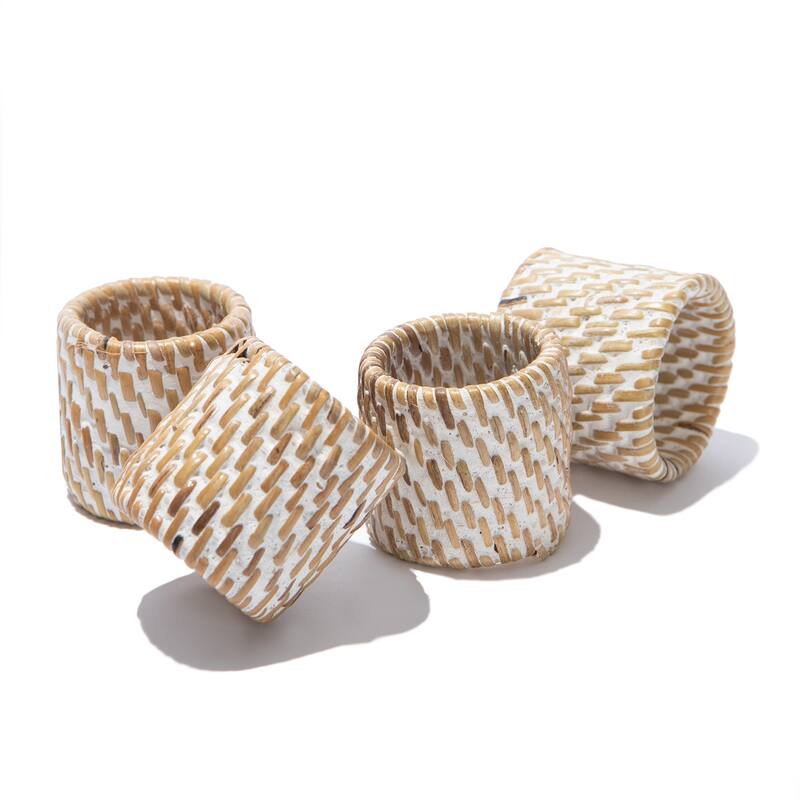 Caravan Everyday White Wash Napkin Rings - Set of 4 - Set of 4