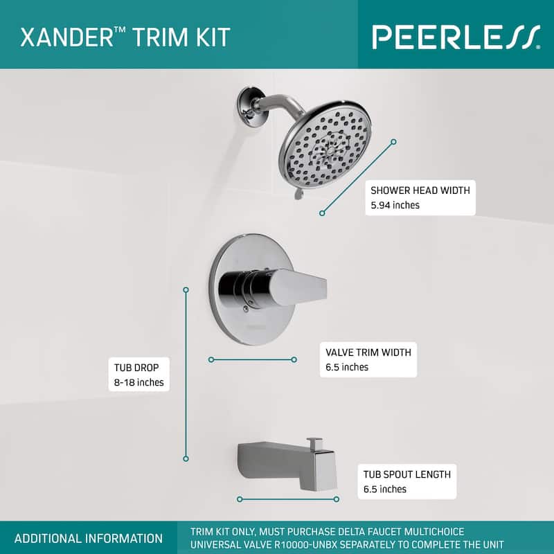 Peerless Xander Tub and Shower Trim Package with 1.5 GPM Multi