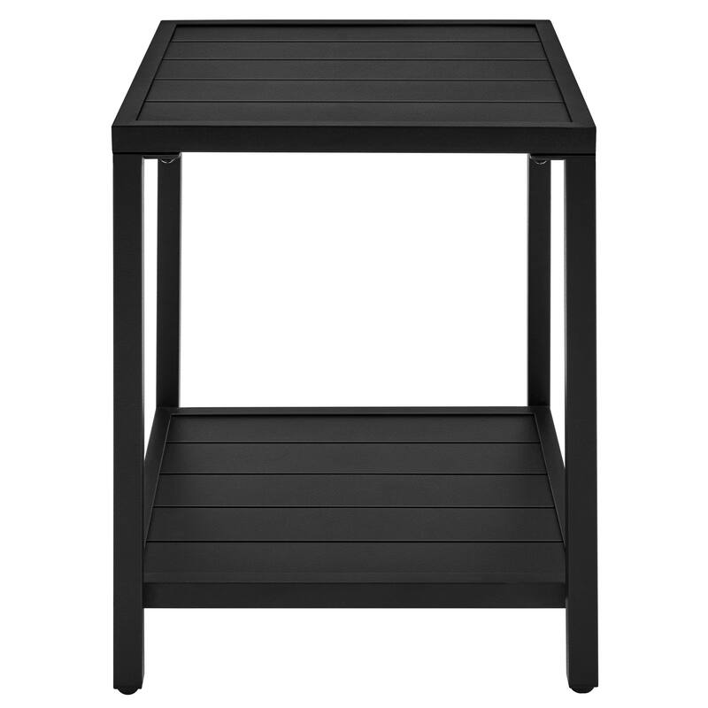 Yaheetech Double-layer Outdoor End Table with Slatted Design and Storage Bottom Shelf