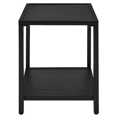 Yaheetech Double-layer Outdoor End Table with Slatted Design and Storage Bottom Shelf