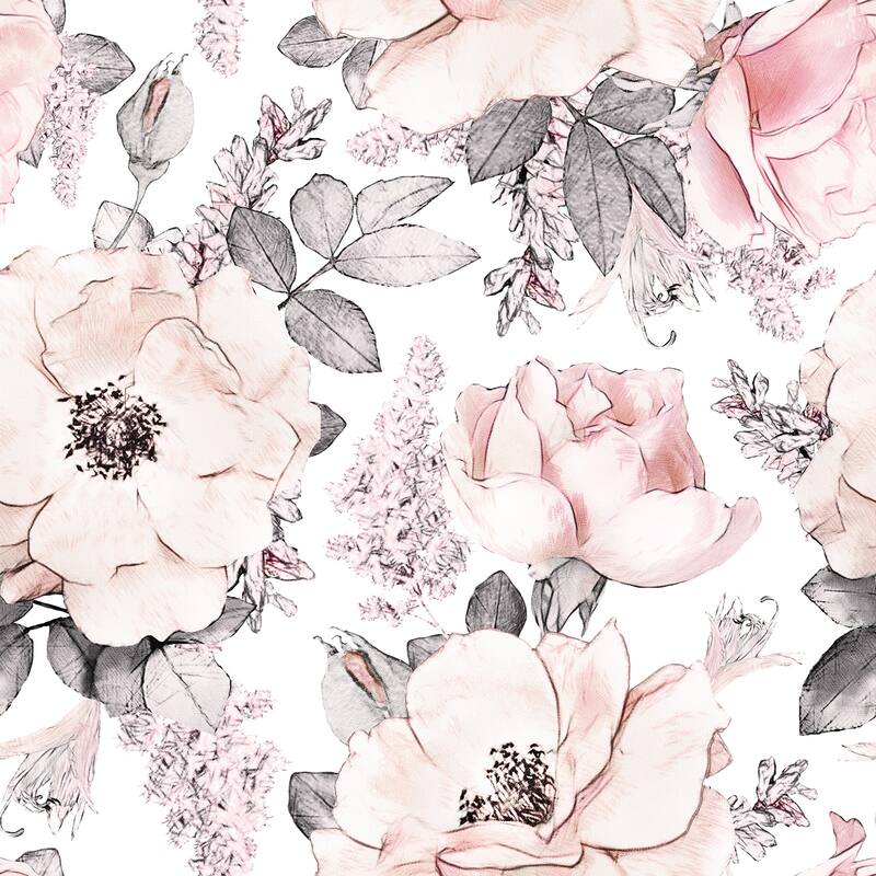 GK Wall Design Soft Pink Rose Flower Pattern Removable Wallpaper