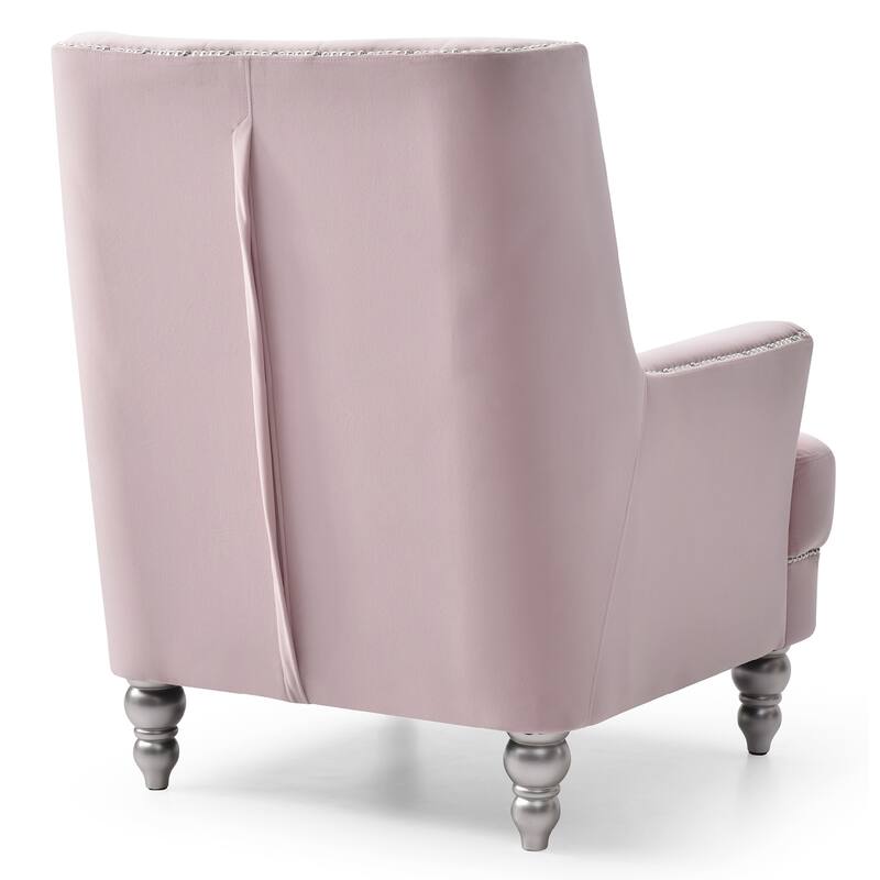 Solid Upholstered Tufted Back Accent Chair - 37" - Pink