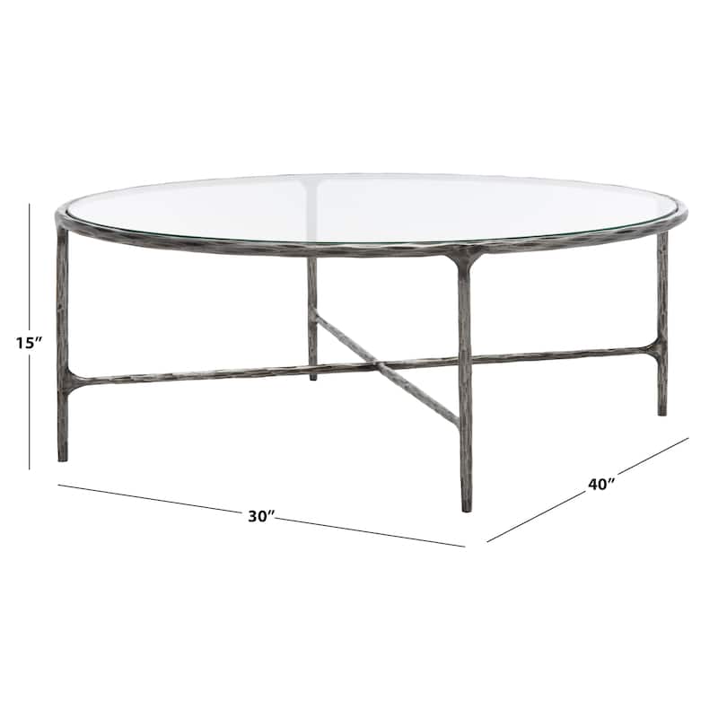 SAFAVIEH Couture Kathleen Oval Metal Coffee Table - 40 In W x 30 In D x 15 In H - 40"W x 30"D x 15"H