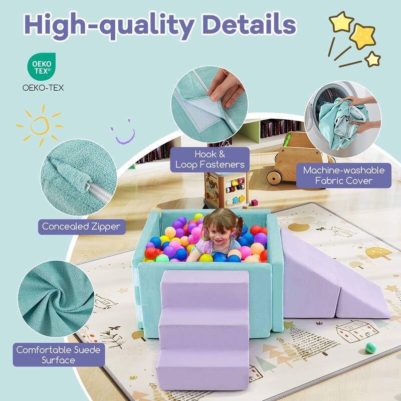 Gymax 3-in-1 Foam Climbing Blocks for Toddlers w/ Ball Pit for
