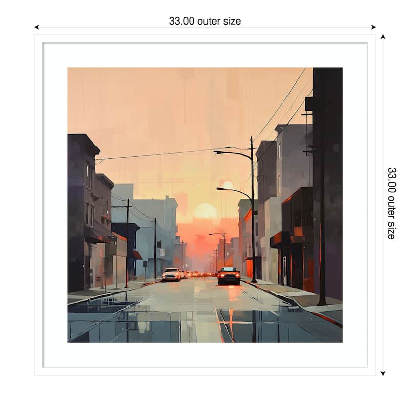 Abstract Citiscape by Tradelink inhouse artist Wood Framed Wall Art Print - White