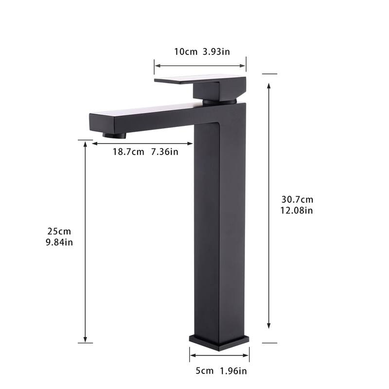 Single Handle Bathroom Vessel Faucet Matte Black Bathroom Vessel Sink Faucet One Hole Modern Tall High Basin Vanity Taps