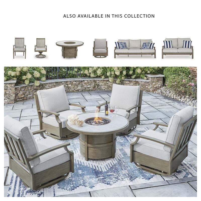Signature Design by Ashley Rainier Ranch Beige Fire Pit Table - 47.99" W x 47.99" D x 25" H
