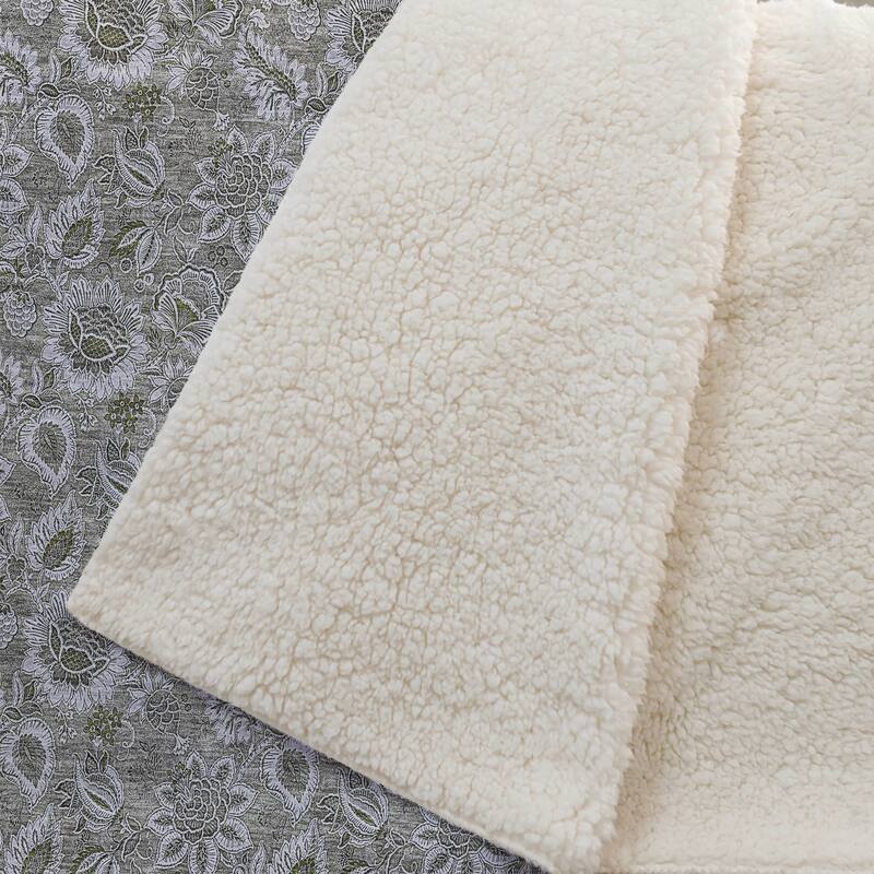 Premium Machine Washable Floral Sherpa Throw Blanket