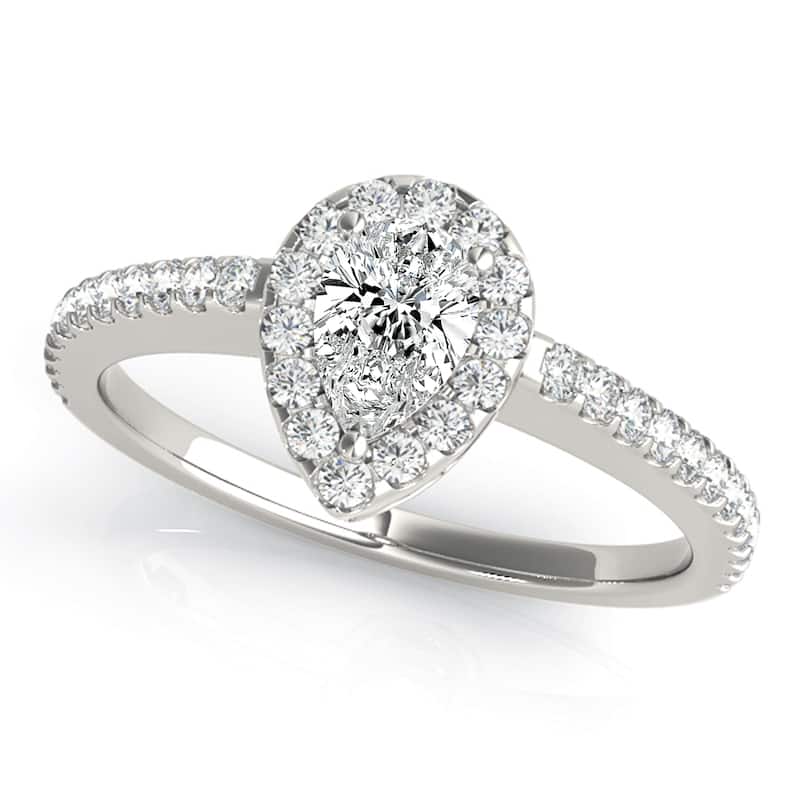 Auriya 14k White Gold Lab Grown Pear Diamond Halo Engagement Ring 0.50 to 5.00 ct. tw. (F-G VS) - 2.50 ct. center - 4