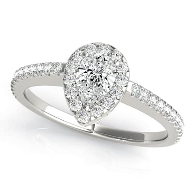Auriya 14k White Gold Lab Grown Pear Diamond Halo Engagement Ring 0.50 to 5.00 ct. tw. (F-G VS)