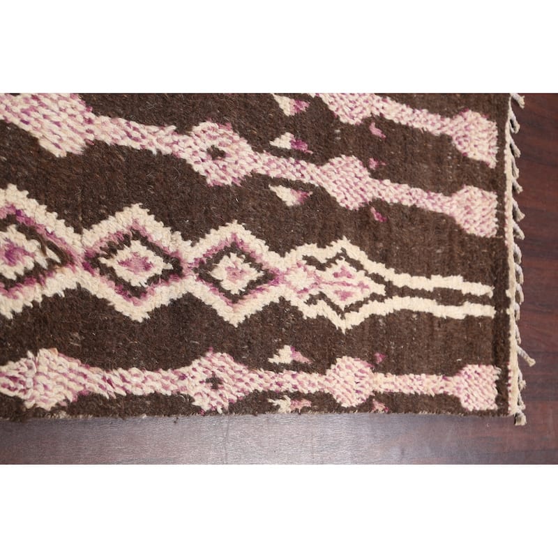 Geometric Oriental Moroccan Wool Area Rug Handmade Living Room Carpet - 7'10" x 10'9"