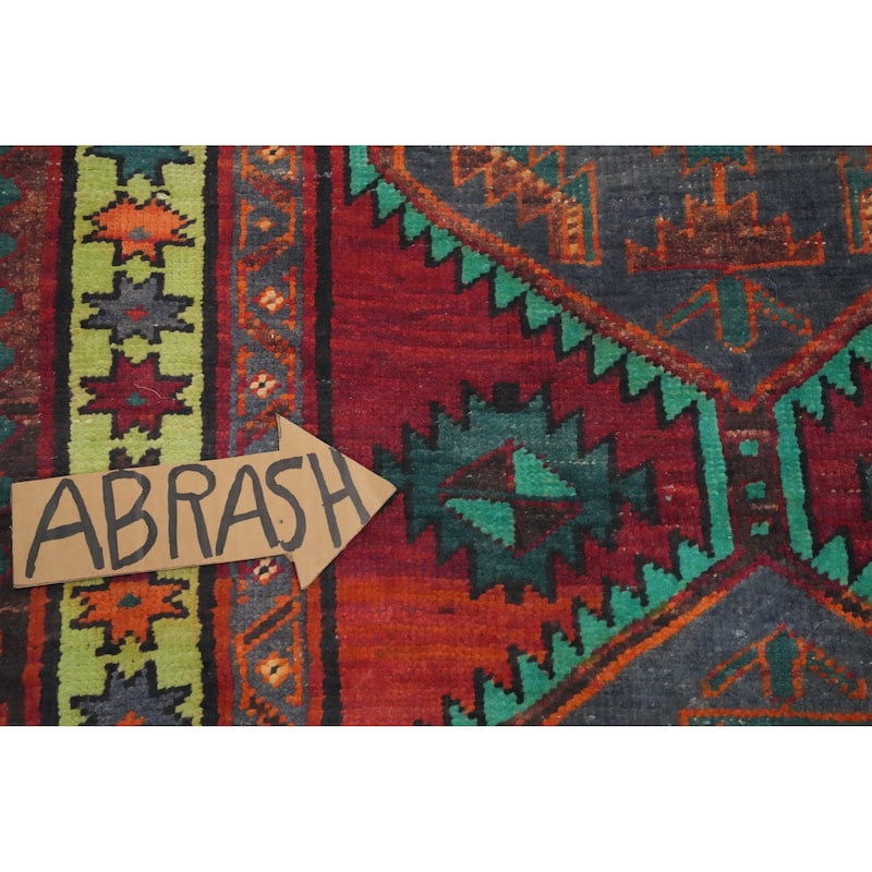 Hand Knotted Oriental 100% Wool Carpet Traditional Geometric Red Ardebil Runner Rug - 8' 10'' X 3' 4''