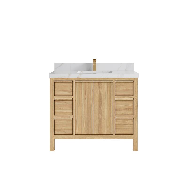 Willow Collections 42 in. W x 22 in. D Elizabeth Solid Teak Single Sink Bathroom Vanity with Countertop