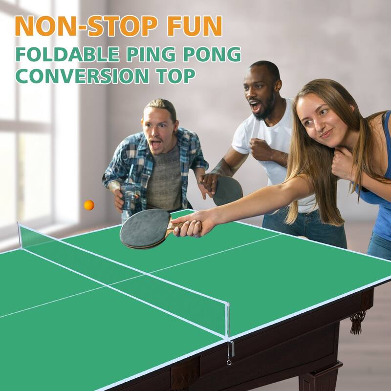 7*4ft Blue Mid-Size Ping Pong Conversion Top Foldable & Portable Table Tennis Table Top for Indoor Games