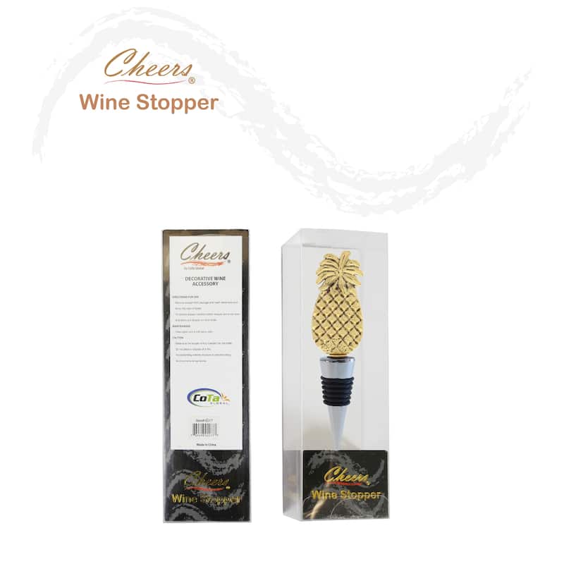 Cheers Gold Pineapple Metal Wine Stopper - Elegant Vacuum Seal