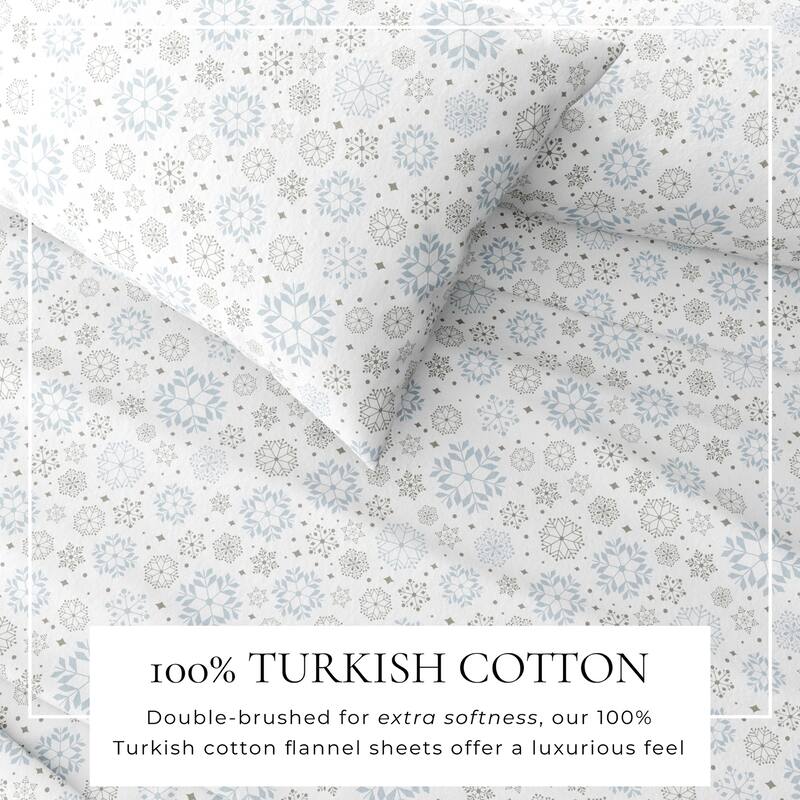 Linery & Co. Turkish Cotton Double-Brushed Christmas Flannel Bed Sheet Set