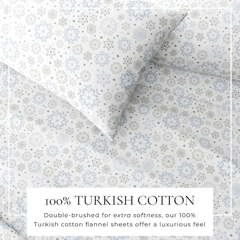 Linery & Co. Ultra-Soft Turkish Cotton Flannel Christmas Print Sheet Set