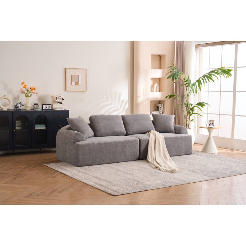 4-seater Combined Compression Sofa, Crochet Yarn Fabric, Gray