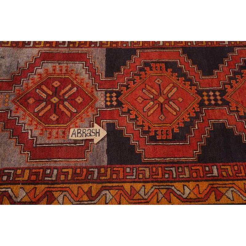 Orange Ardebil Persian Vintage Runner Rug Handmade Wool Carpet - 3'9"x 13'3"