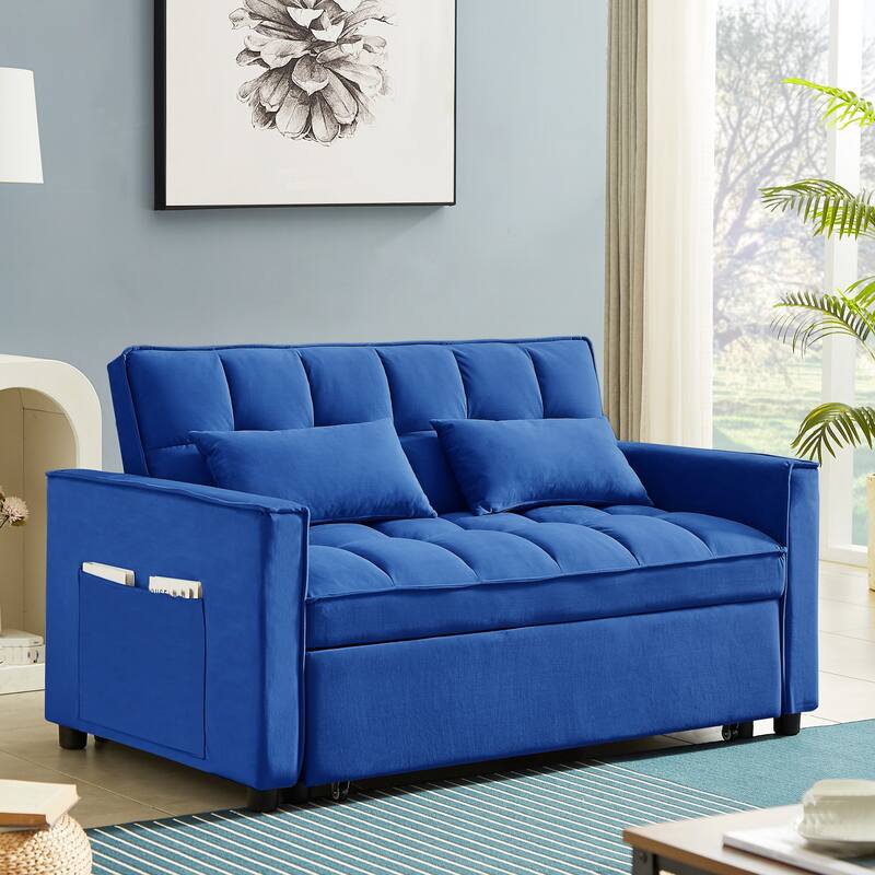 Modern Convertible Futon Sofa Bed,Adjustable Backrest,Armrest Holders