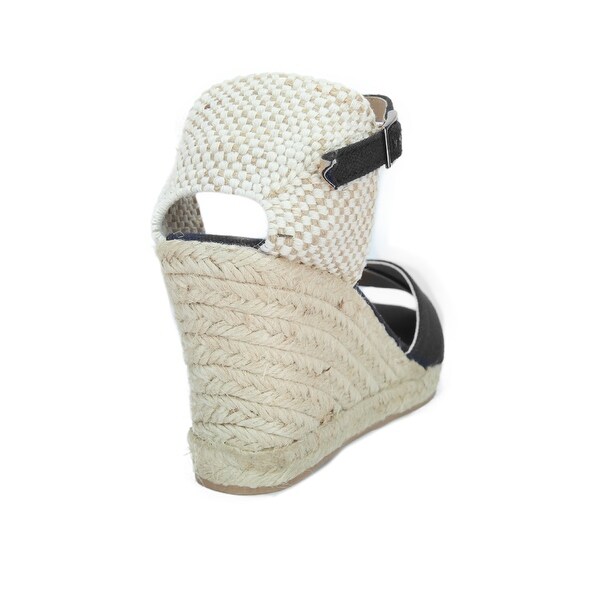 black criss cross wedge sandals