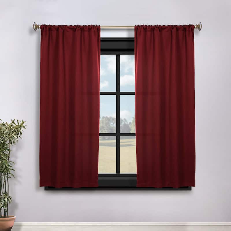 Superior Solid Machine Washable Room Darkening Semi-Blackout Curtains, Set of 2