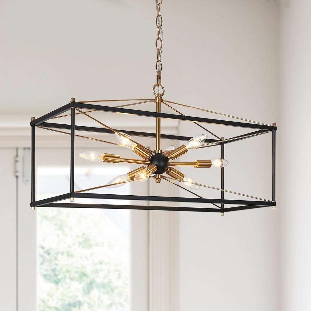 Black and gold hot sale rectangular chandelier