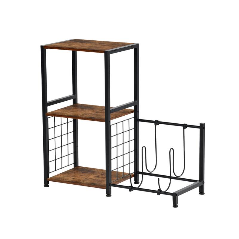 Homy Casa Record Player Stand with Media Shelves & Guitar Rack