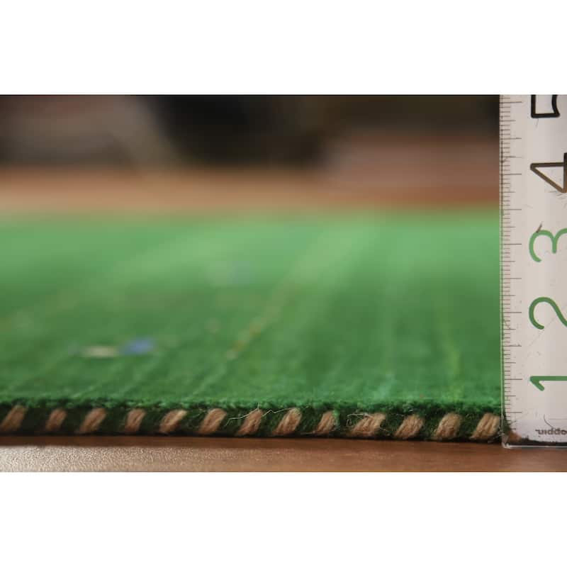 Hand Knotted Oriental 100% Wool Carpet Tribal Tribal Green Gabbeh Area Rug - 7' 8'' X 5' 0''