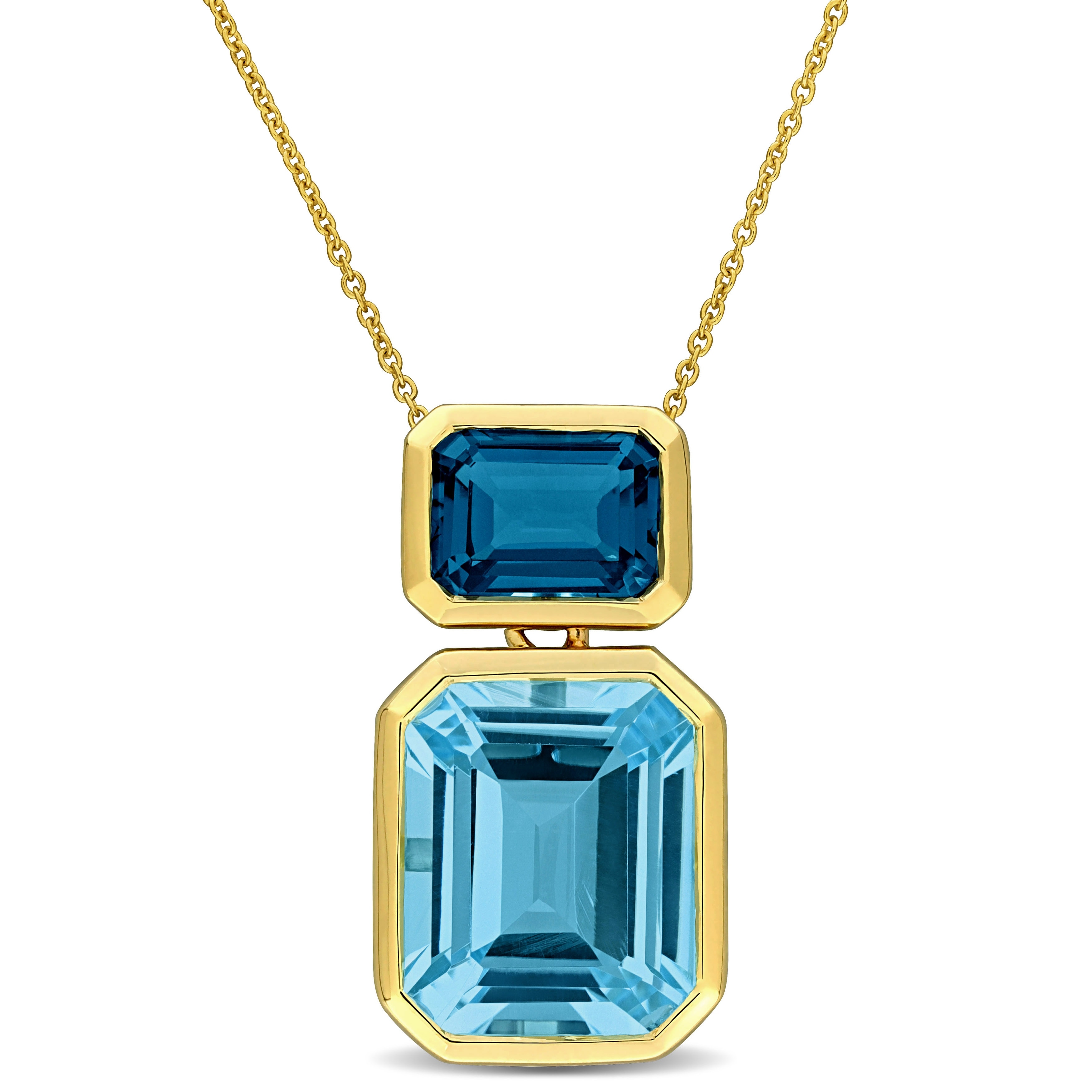 Miadora 9 2/5ct TGW London Blue Topaz Sky Blue Topaz Fashion Necklace in 10k Yellow Gold