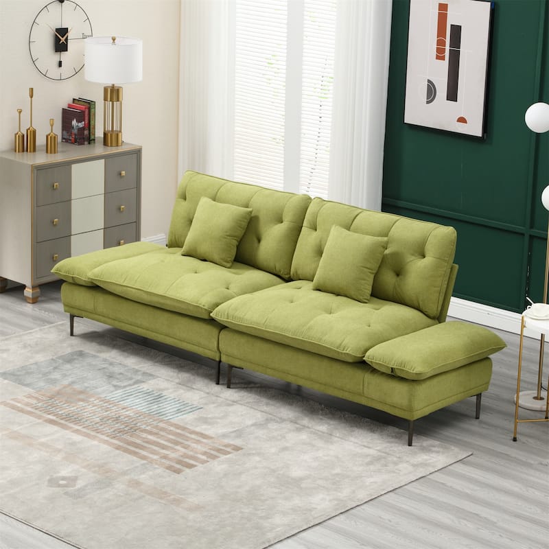 Velvet Sleeper Sofa with Wood Frame and Metal Feet