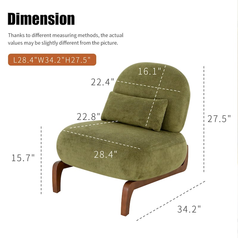 Cute Accent Chair with Solid Wood Legs, Velvet Living Room Chair with Soft Cushion, Cozy Bedroom Chair