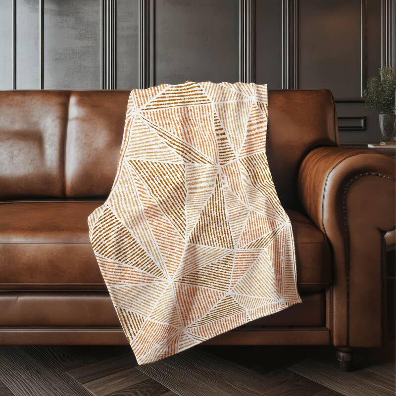 Premium Machine Washable Modern Geo Sherpa Throw Blanket - Terracotta - 4'2" x 5'10"