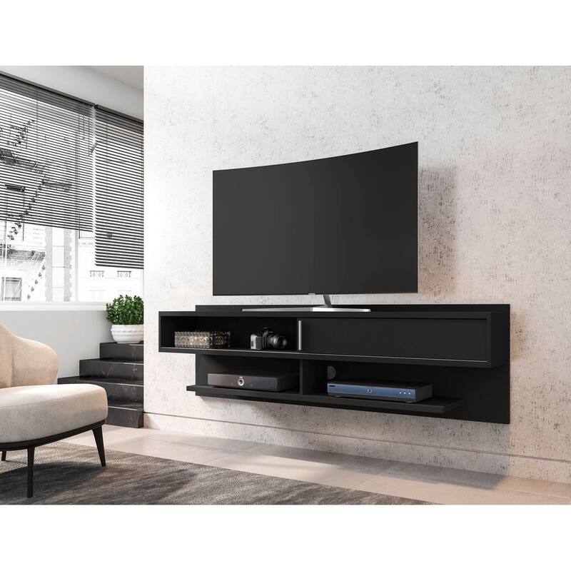 Manhattan Comfort Jabolinski Wood 70 In. Floating Living Room Entertainment Furniture