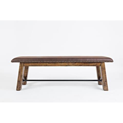 Cannon Valley Distressed Wood Bench with Upholstered Seat by Jofran