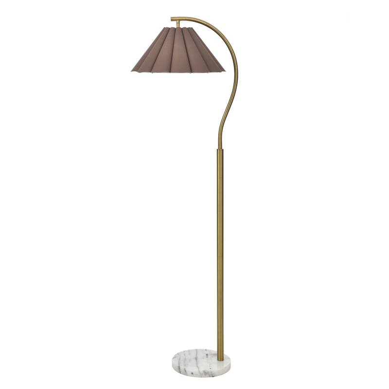 Tamara Day for Stylecraft Vivienne Floor Lamp - White Marble & Polished Brass - Off-Brown