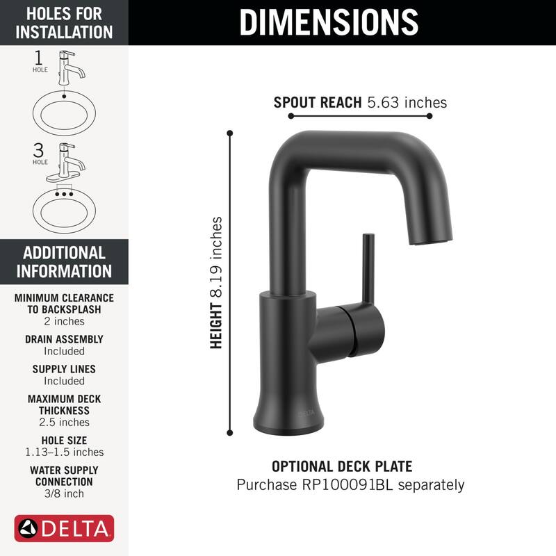 Delta 554HAR-DST Trinsic 1.2 GPM Single Hole Bathroom Faucet with Push