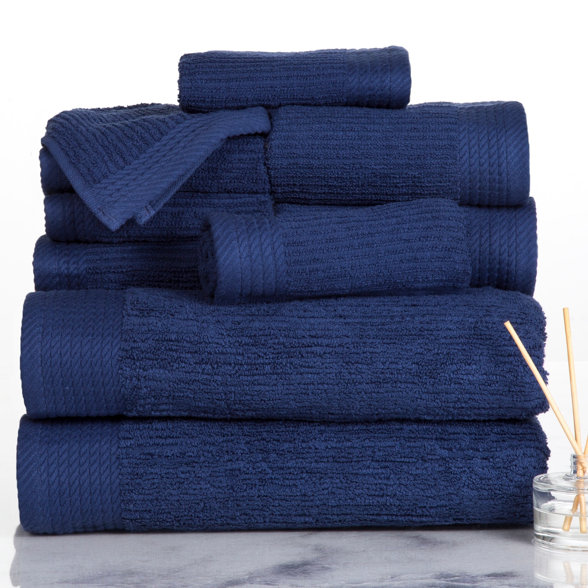 American Soft Linen 100% Cotton Hair Drying Towels for Women, 2 Pack Head Towel Cap, Navy-Blue