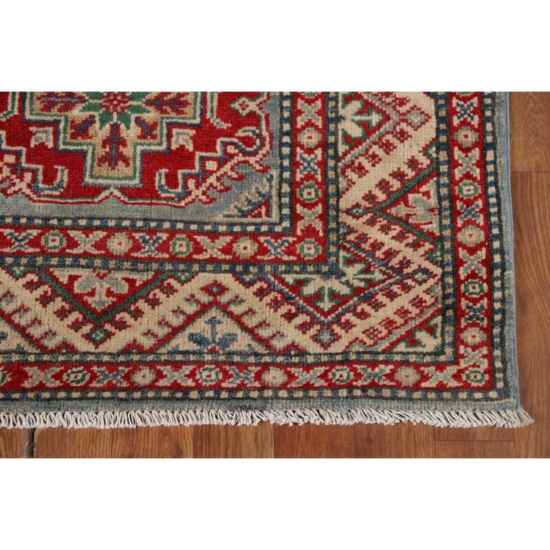 Light Blue Kazak Runner Rug Handmade Oriental Wool Carpet - 2'9" x 12'3"