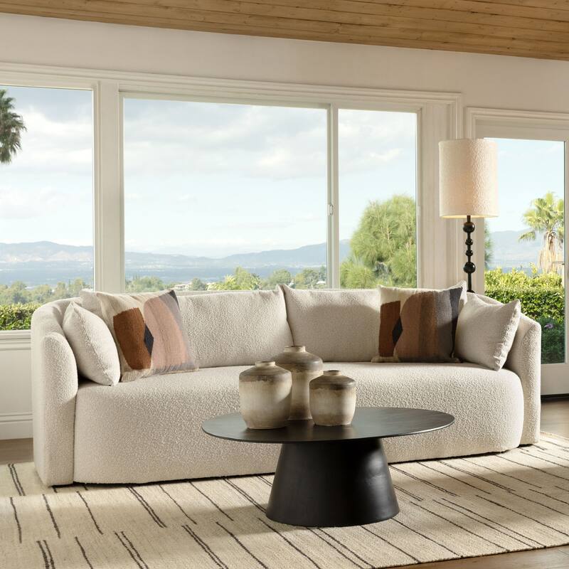 Matthew 100" Wide Upholstered Sofa, Cream