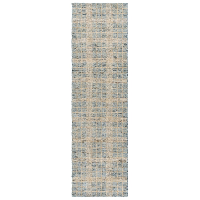 SAFAVIEH Handmade Genre Rijeta Farmhouse Wool Rug - 2'3" x 8' Runner - Blue/Ivory